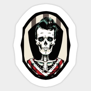 Fun Patriotic Rockabilly Skeleton Sticker